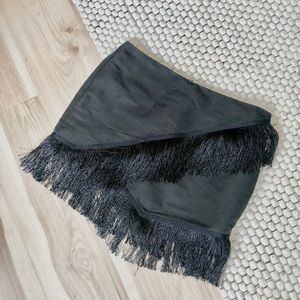 Kendall & Kylie Pacsun mini black fringe skirt